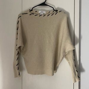 Magaschoni Long-Sleeve Tan Pullover Sweater
